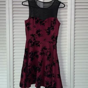 Maroon & Black Flowered Dress